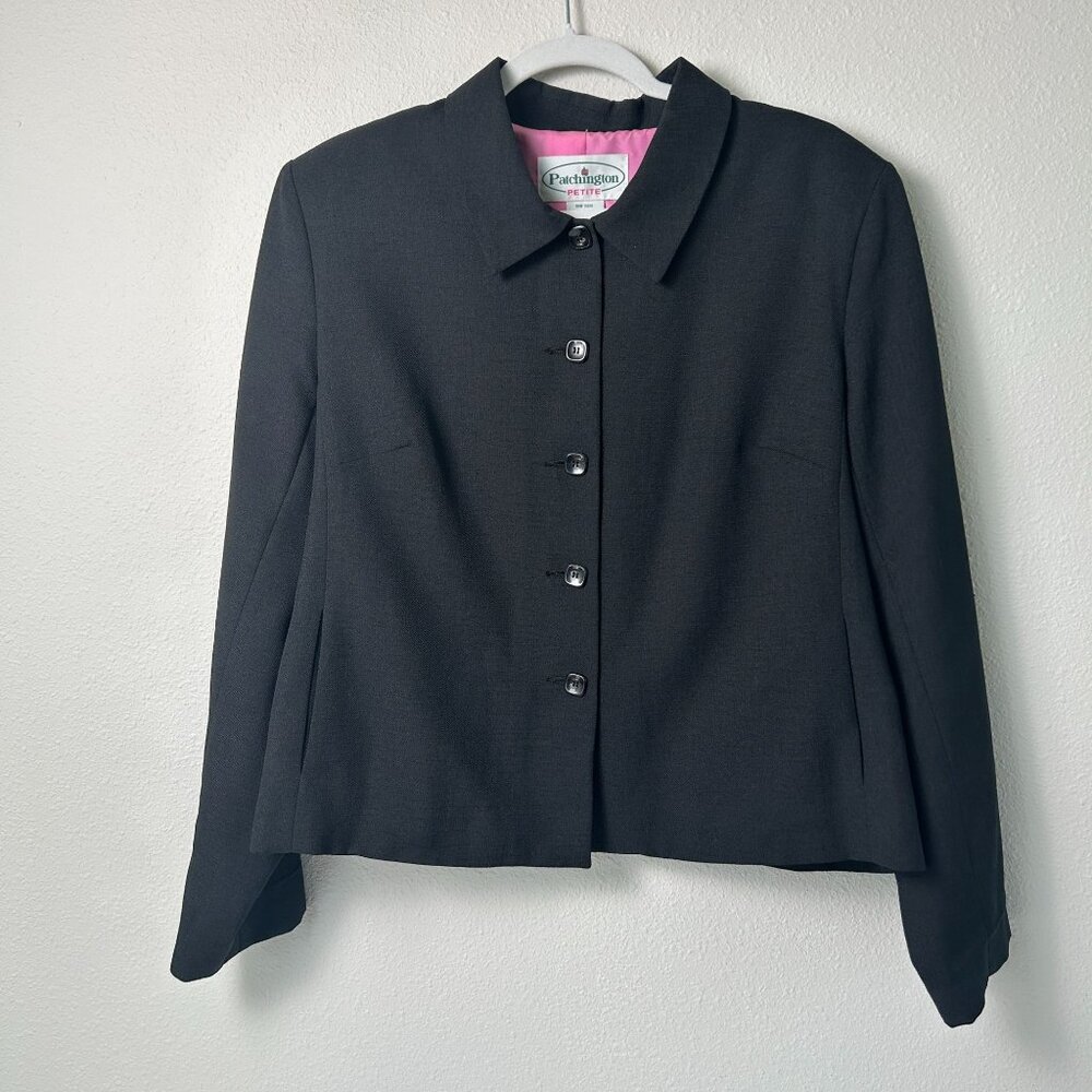Patchington Blazer Petite 16 16P Black 5 Button Front Pockets Jacket Career‎